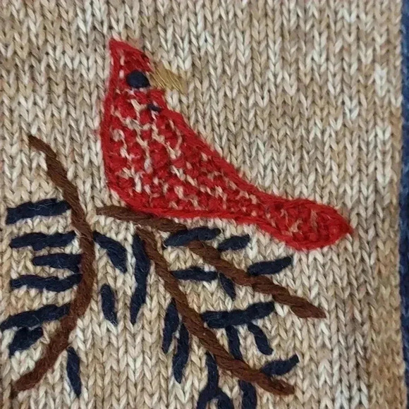 Nutcracker Vintage Holiday Christmas Embroidered Button Front Sweater Cardinal - Picture 5 of 10